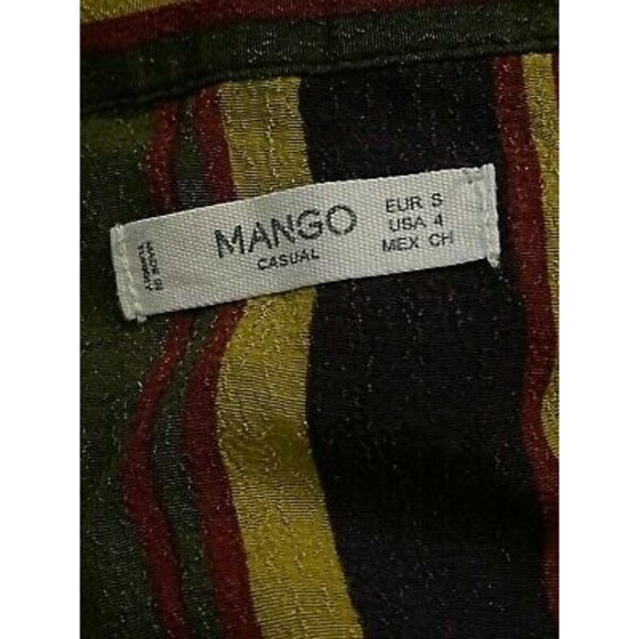 Mango Half Button Top Size 4 Long Sleeve Shirt Striped Multi Textured EUC B36 - Picture 5 of 5